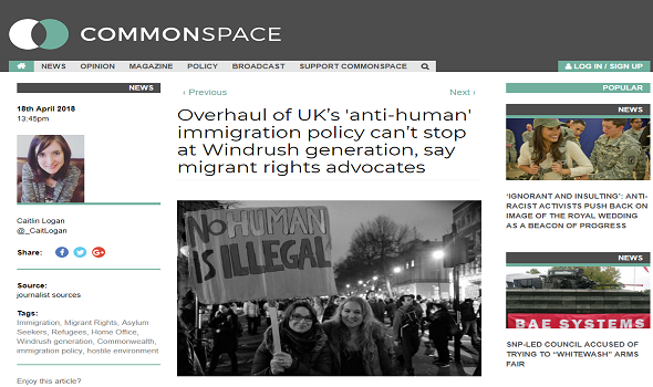  Migrant Voice - Commonspace interview on hostile environment