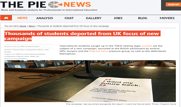 Migrant Voice - Pie News reports MV international student campaign