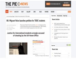  Migrant Voice - PIE News reports on the launch of our international students petition
