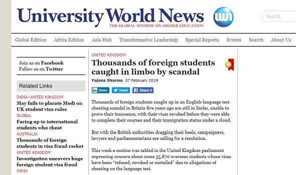  Migrant Voice - University World News reports on international student campaign