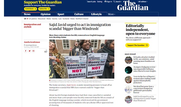  Migrant Voice - The Guardian reports on international students campaign