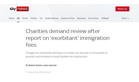  Migrant Voice - Sky News uses MV briefing in report on immigration fees