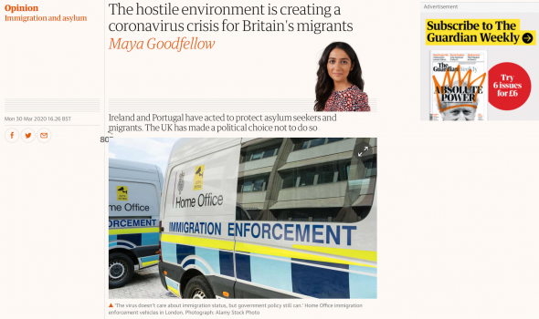  Migrant Voice - MV member speaks to Maya Goodfellow for Guardian article