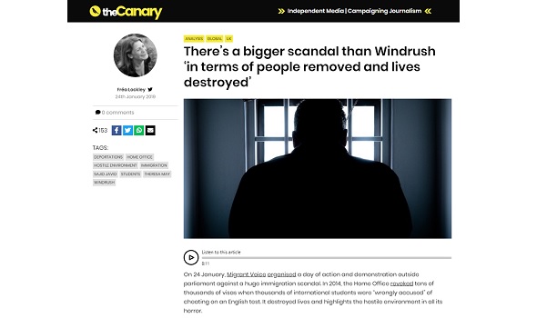  Migrant Voice - The Canary reports on international student campaign