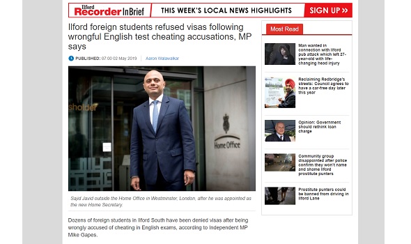  Migrant Voice - East London papers cover international students injustice