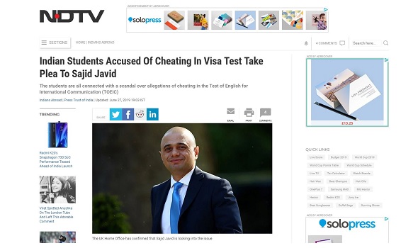  Migrant Voice - Asian news platforms report on students' letter to Home Secretary