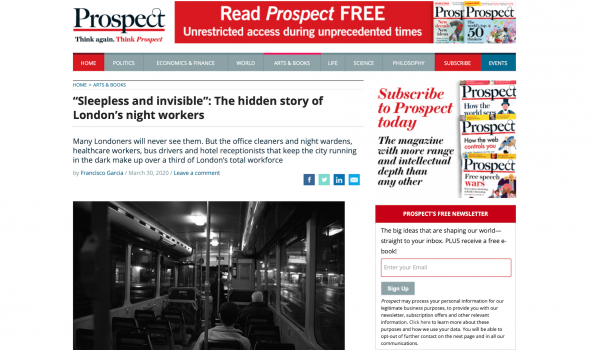  Migrant Voice - MV member speaks to Prospect magazine about night workers