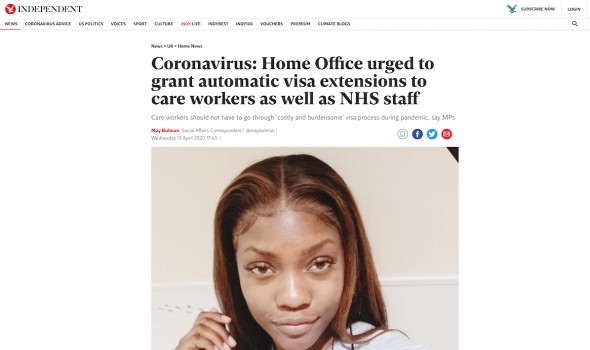  Migrant Voice - MV member quoted again in Independent article about visas
