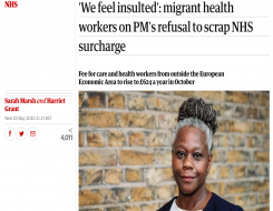  Migrant Voice - MV members speak to Guardian about NHS surcharge