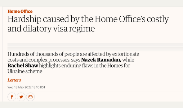  Migrant Voice - Migrant Voice Director's letter to the Guardian on extortionate visa costs