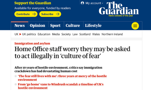  Migrant Voice - MV Director featured in Guardian article on Hostile Environment