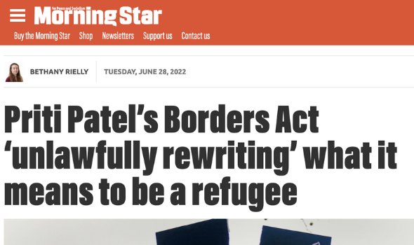  Migrant Voice - MV Director quoted in Morning Star on Nationality and Borders Act