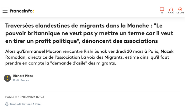  Migrant Voice - Migrant Voice director quoted in France Info
