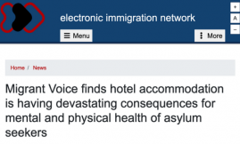  Migrant Voice - Report on asylum hotels appears in EIN