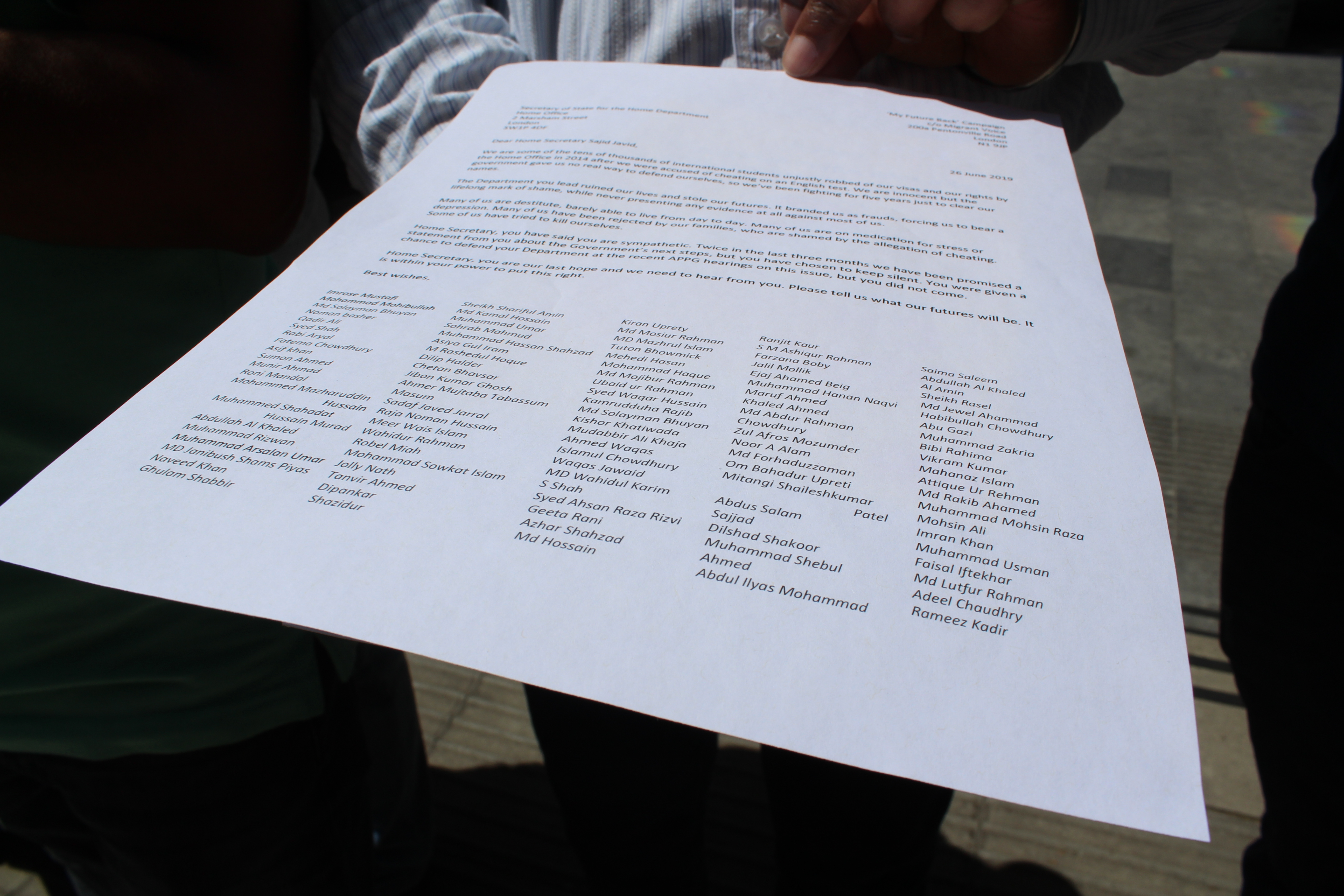 over 100 students write to home secretary asking him to take action